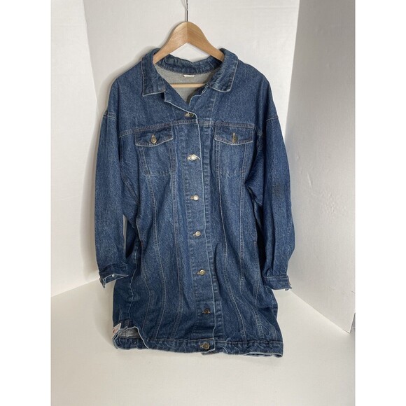 Hovis Heartland Jeans Jackets & Blazers - Vintage Hovis Heartland Jeans Denim Trench Coat Duster Women Medium Blue Buttons